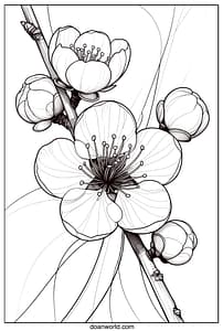 plum blossom coloring page 2