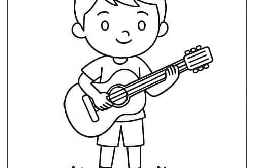 ๐ธ๊ธฐํ ์์น ๊ณต๋ถ ๋์ / ์์ด๋ค์ด ๊ธฐํ๋ฅผ ๋ฐฐ์ฐ๋ฉด ์ข์์ boy playing guitar coloring page