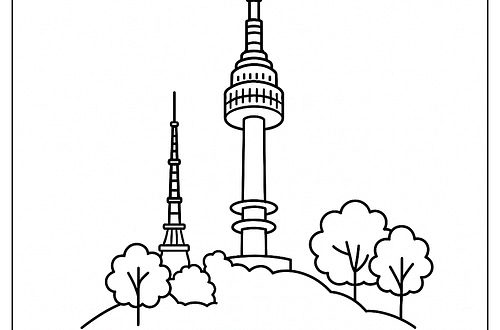 ๐ผ๋จ์ฐํ์ ์์น ๊ณต๋ถ ๋์ / ๋จ์ฐํ์์ ์ญ์ฌ nseoultower coloring page