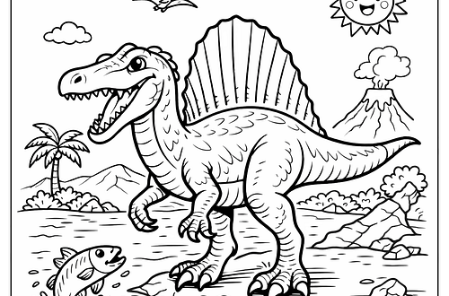 🦖Spinosaurus Coloring Page/ Characteristics of Spinosaurus spinosaurus dinosaur coloring page